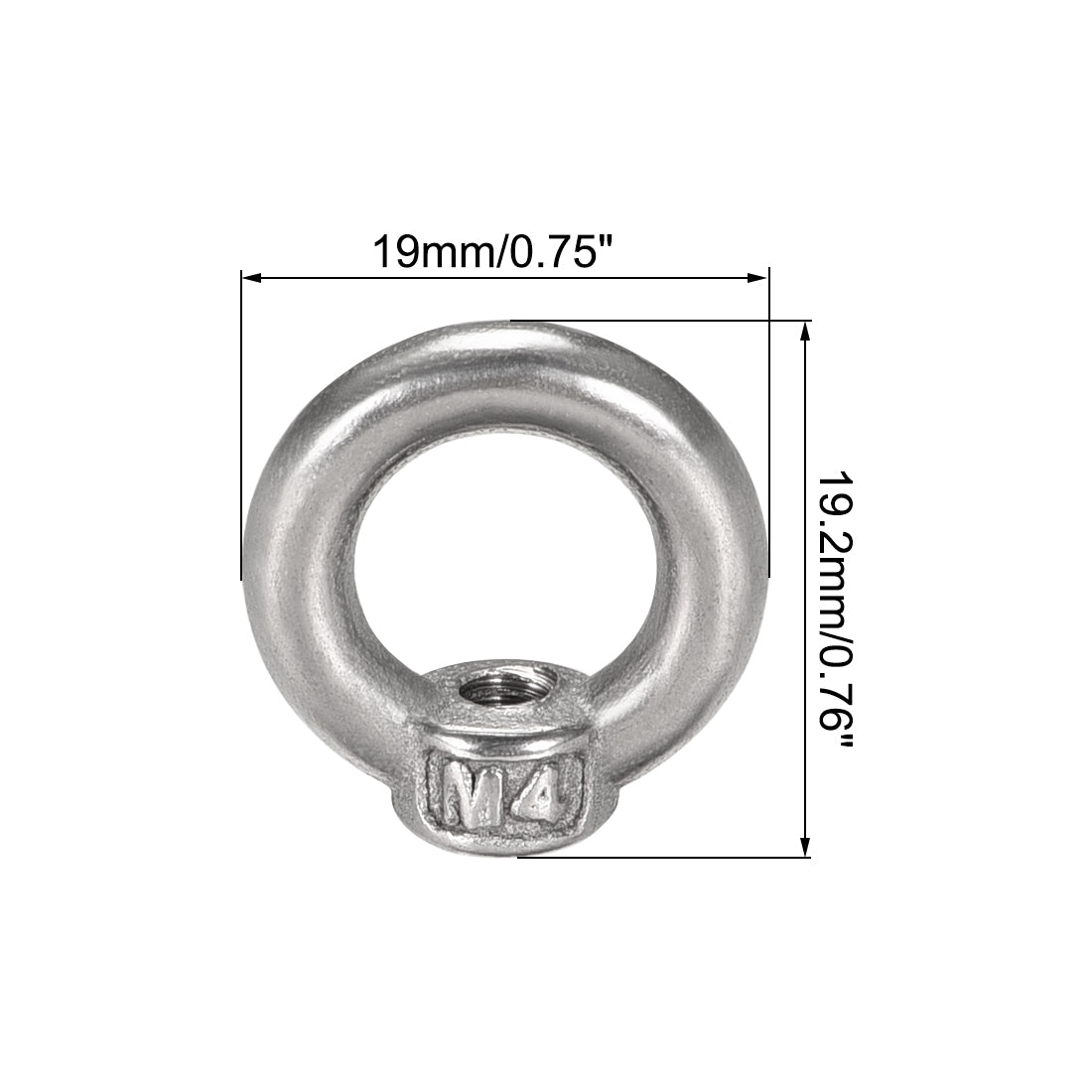 uxcell Uxcell M4 Female Thread 304 Stainless Steel Lifting Eye Nuts Ring 10pcs