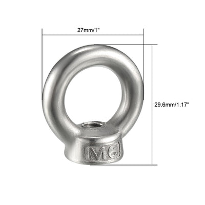 Harfington Uxcell M6 Female Thread 304 Stainless Steel Lifting Eye Nuts Ring 2pcs