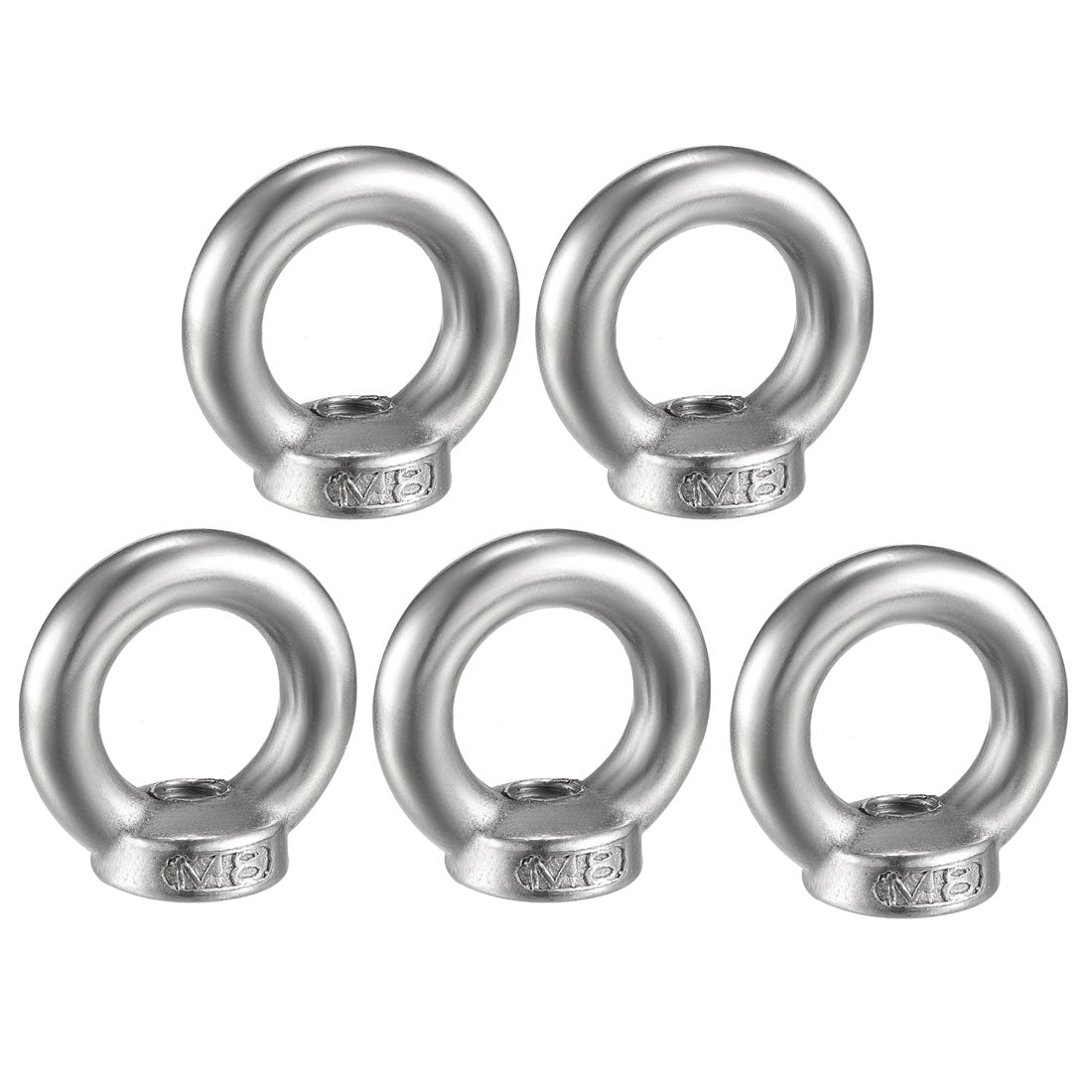 uxcell Uxcell M8 Female Thread 304 Stainless Steel Lifting Eye Nuts Ring 5pcs