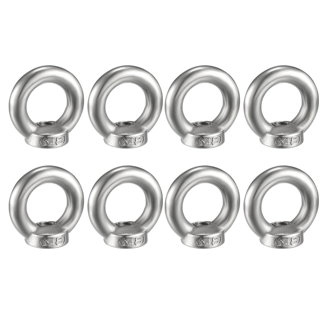 uxcell Uxcell M8 Female Thread 304 Stainless Steel Lifting Eye Nuts Ring 8pcs