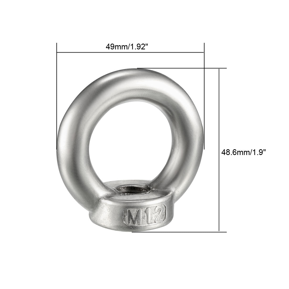 uxcell Uxcell M12 Female Thread 304 Stainless Steel Lifting Eye Nuts Ring 2pcs