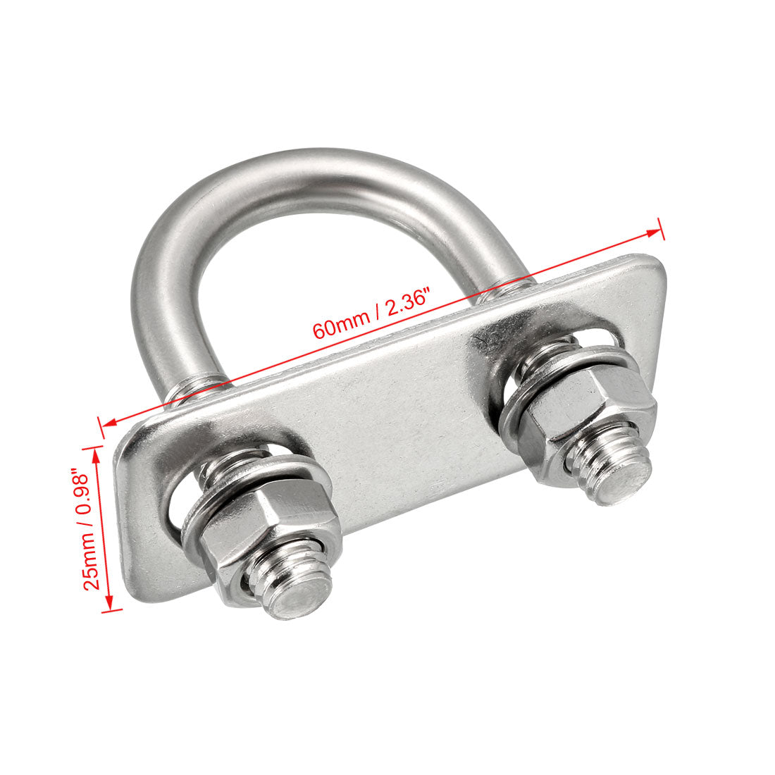 uxcell Uxcell U-Bolts M8 25mm Inner Width 304 Stainless Steel with Nuts Frame Straps 2Pcs