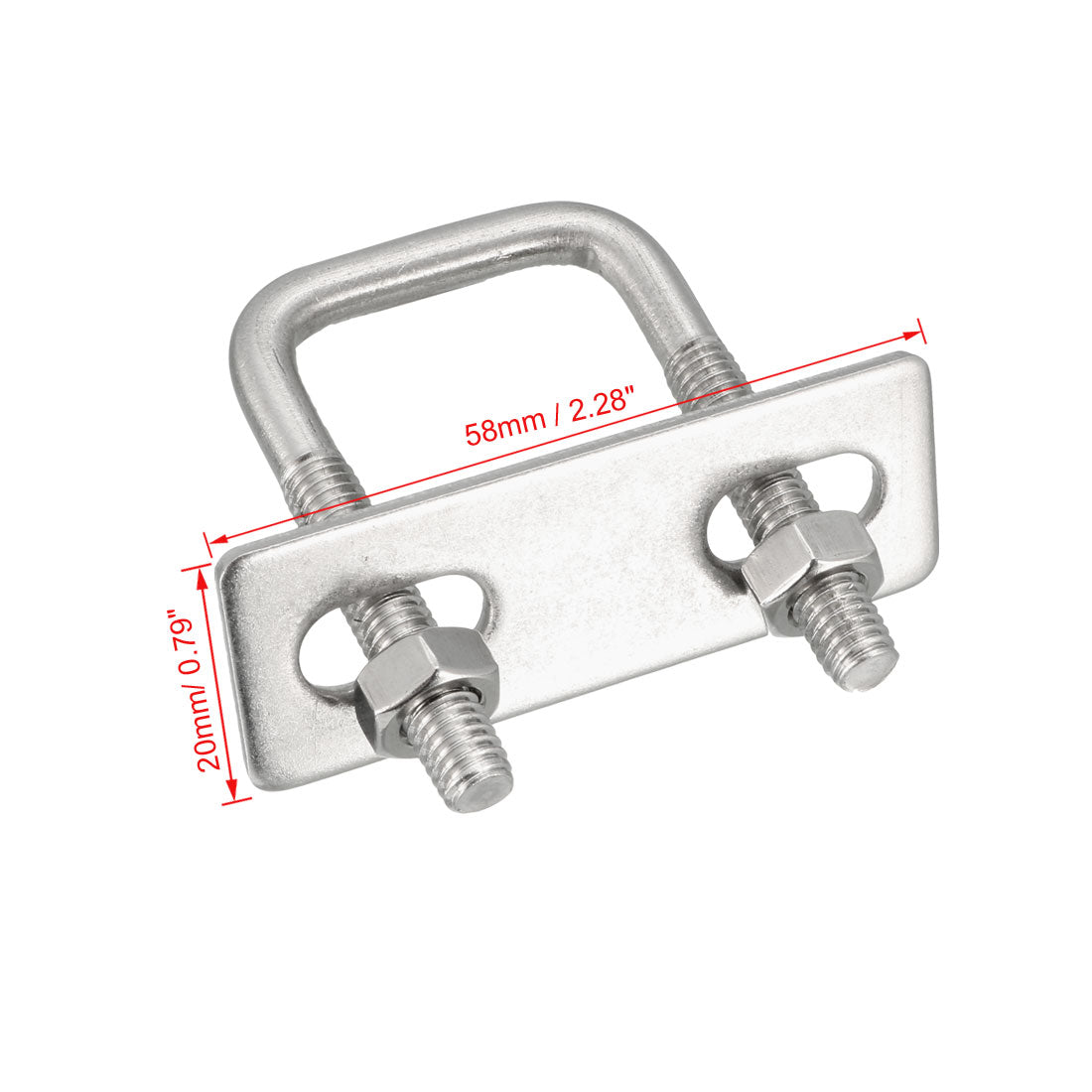 uxcell Uxcell Square U-Bolts M6 D x 25mm W x 50mm L 304 Stainless Steel with Nuts Frame