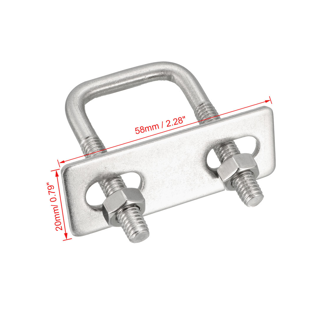uxcell Uxcell Square U-Bolts 1"(25mm) Inner Width 304 Stainless Steel M6 with Nuts Frame Straps 2Pcs