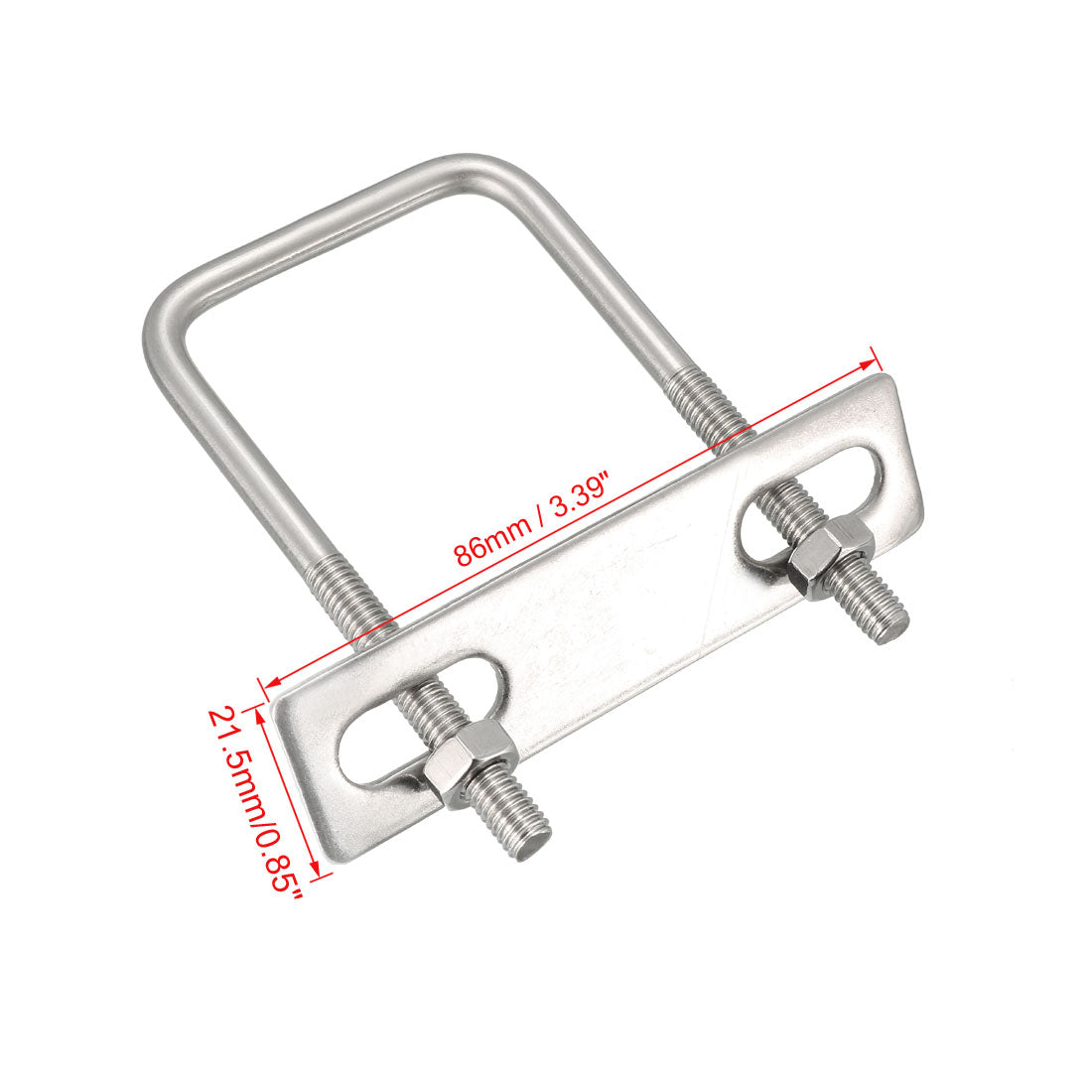 uxcell Uxcell Square U-Bolts M6 D x 45mm W x 85mm L 304 Stainless Steel with Nuts Frame