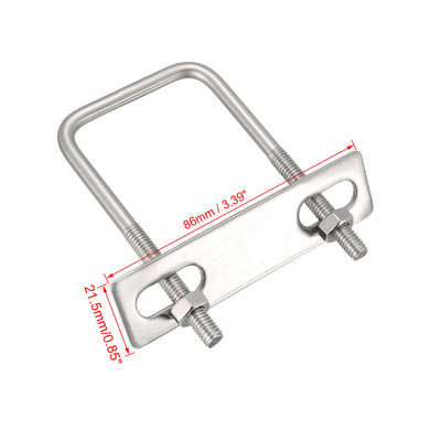 Harfington Uxcell Square U-Bolts M6 D x 45mm W x 85mm L 304 Stainless Steel with Nuts Frame