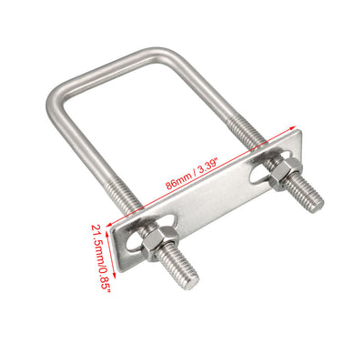 Harfington Uxcell Square U-Bolts M8 D x 50mm W x 100mm L 304 Stainless Steel with Nuts Frame