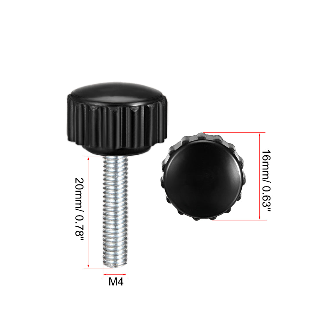 Uxcell Uxcell M5 x 40mm Male Thread Knurled Clamping Knobs Grip Thumb Screw on Type  4 Pcs