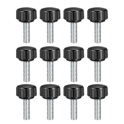 Harfington Uxcell Male Thread Knurled Clamping Knobs Grip Thumb Screw on Type 12 Pcs