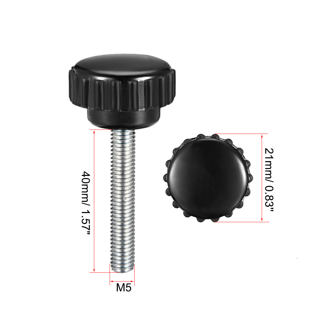 Uxcell Uxcell M5 x 10mm Male Thread Knurled Clamping Knobs Grip Thumb Screw on Type  4 Pcs