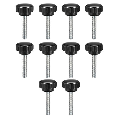 Harfington Uxcell M5 x 15mm Male Thread Knurled Clamp Knobs Grip Thumb Screw on Type Round Head 10 Pcs