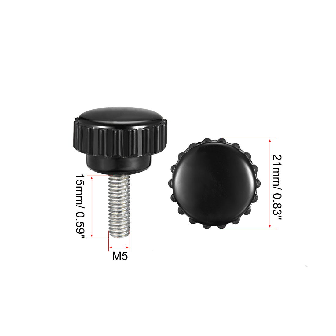 Uxcell Uxcell M5 x 10mm Male Thread Knurled Clamping Knobs Grip Thumb Screw on Type  4 Pcs