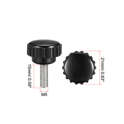 Harfington Uxcell M5 x 15mm Male Thread Knurled Clamping Knobs Grip Thumb Screw on Type Round Head 3 Pcs
