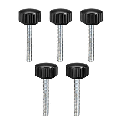 Harfington Uxcell M6 x 30mm Male Thread Knurled Clamping Knobs Grip Thumb Screw on Type  5 Pcs
