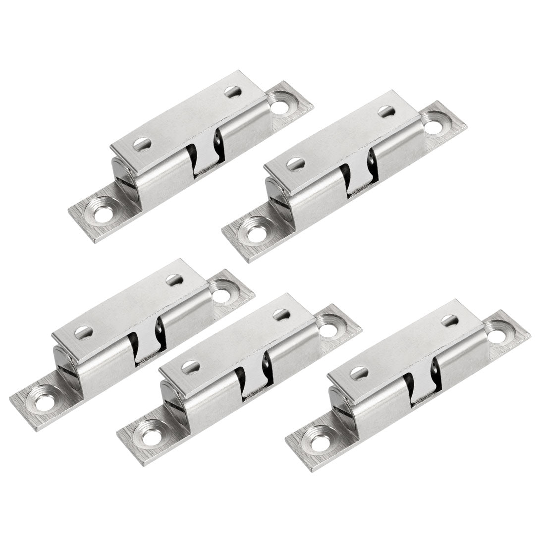 uxcell Uxcell 5pcs Cabinet Door Closet Brass Double Ball Catch Tension Latch 60mm Length Silver Tone