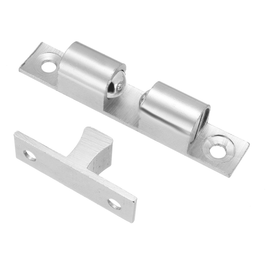 uxcell Uxcell Cabinet Door Closet Brass Double Ball Catch Tension Latch 70mmL Silver Tone