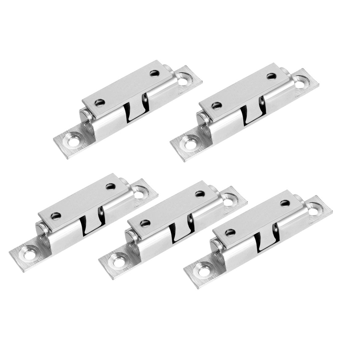 uxcell Uxcell 5pcs Cabinet Door Closet Brass Double Ball Catch Tension Latch 70mm Length Silver Tone