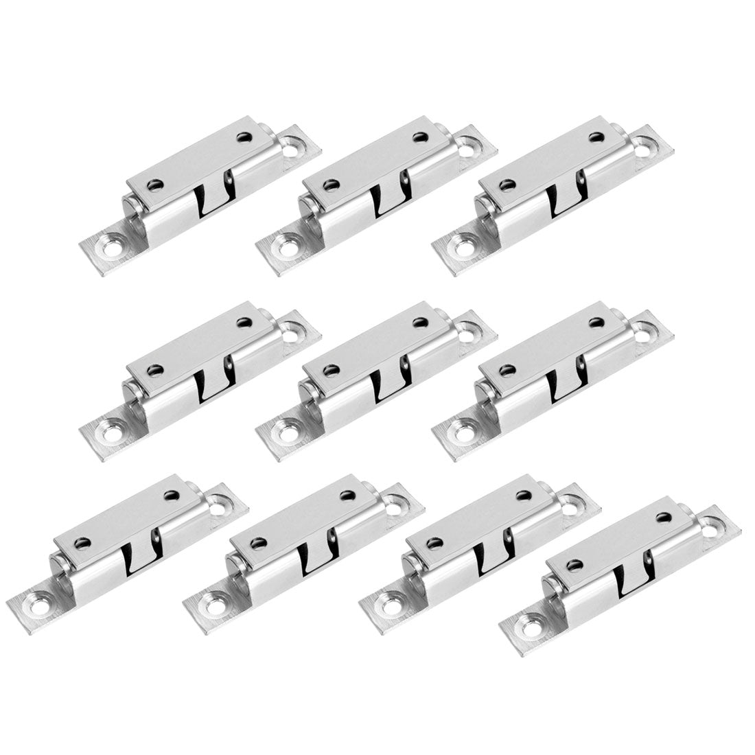 uxcell Uxcell 10pcs Cabinet Door Closet Brass Double Ball Catch Tension Latch 70mm Length Silver Tone