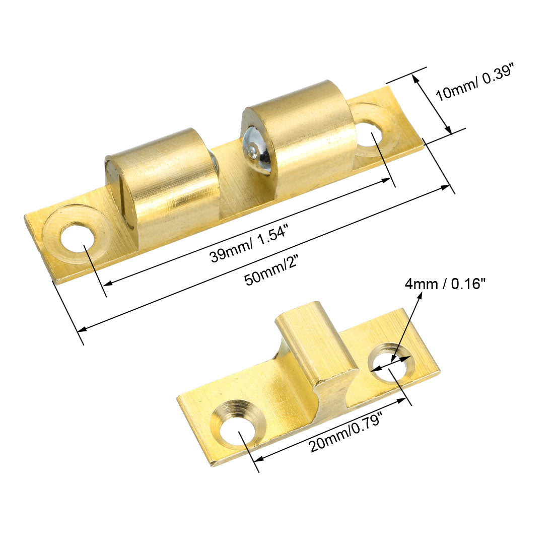 uxcell Uxcell Cabinet Door Closet Brass Double Ball Catch Tension Latch 50mm L Gold Tone