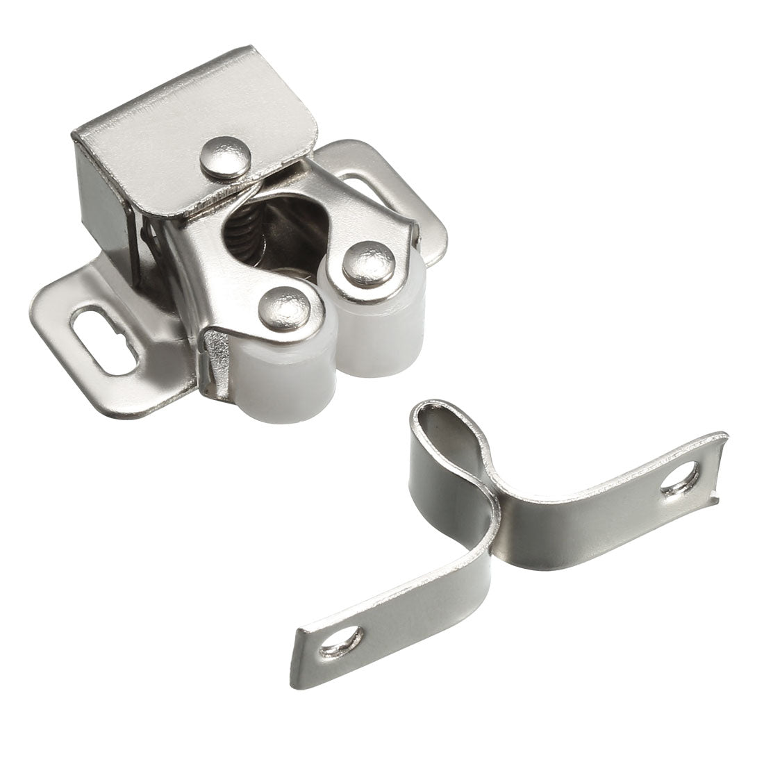 uxcell Uxcell Cabinet Door Double Roller Catch Ball Latch with Prong Hardware, Silver 2pcs