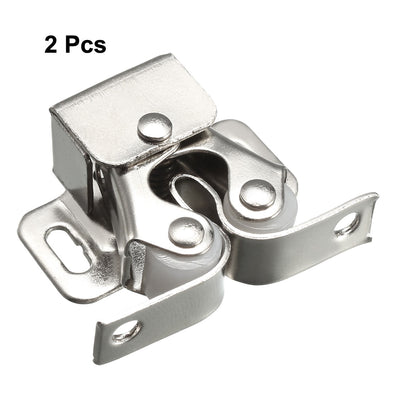 Harfington Uxcell Cabinet Door Double Roller Catch Ball Latch with Prong Hardware, Silver 2pcs
