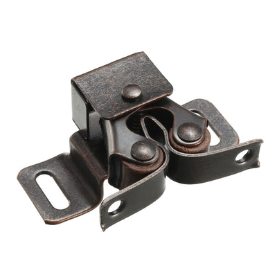 Harfington Uxcell Retro Cabinet Closet Door Double Roller Catch Iron Ball Latch with Prong Copper Tone
