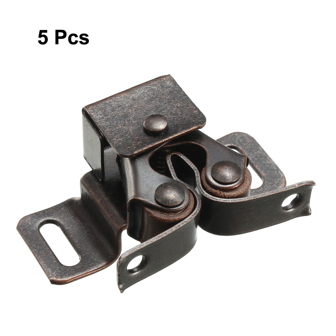 uxcell Uxcell Retro Cabinet Door Double Roller Catch Ball Latch with Prong Hardware 29mm Copper Tone 5pcs
