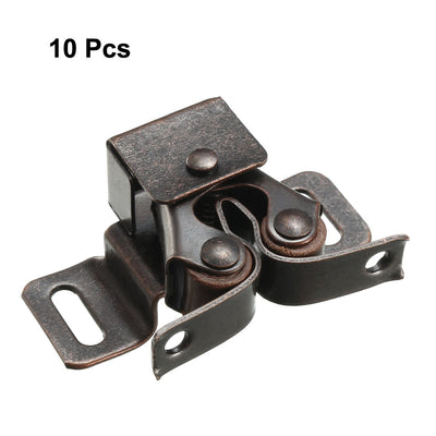 Harfington Uxcell Retro Cabinet Door Double Roller Catch Ball Latch with Prong Hardware Copper Tone 10pcs