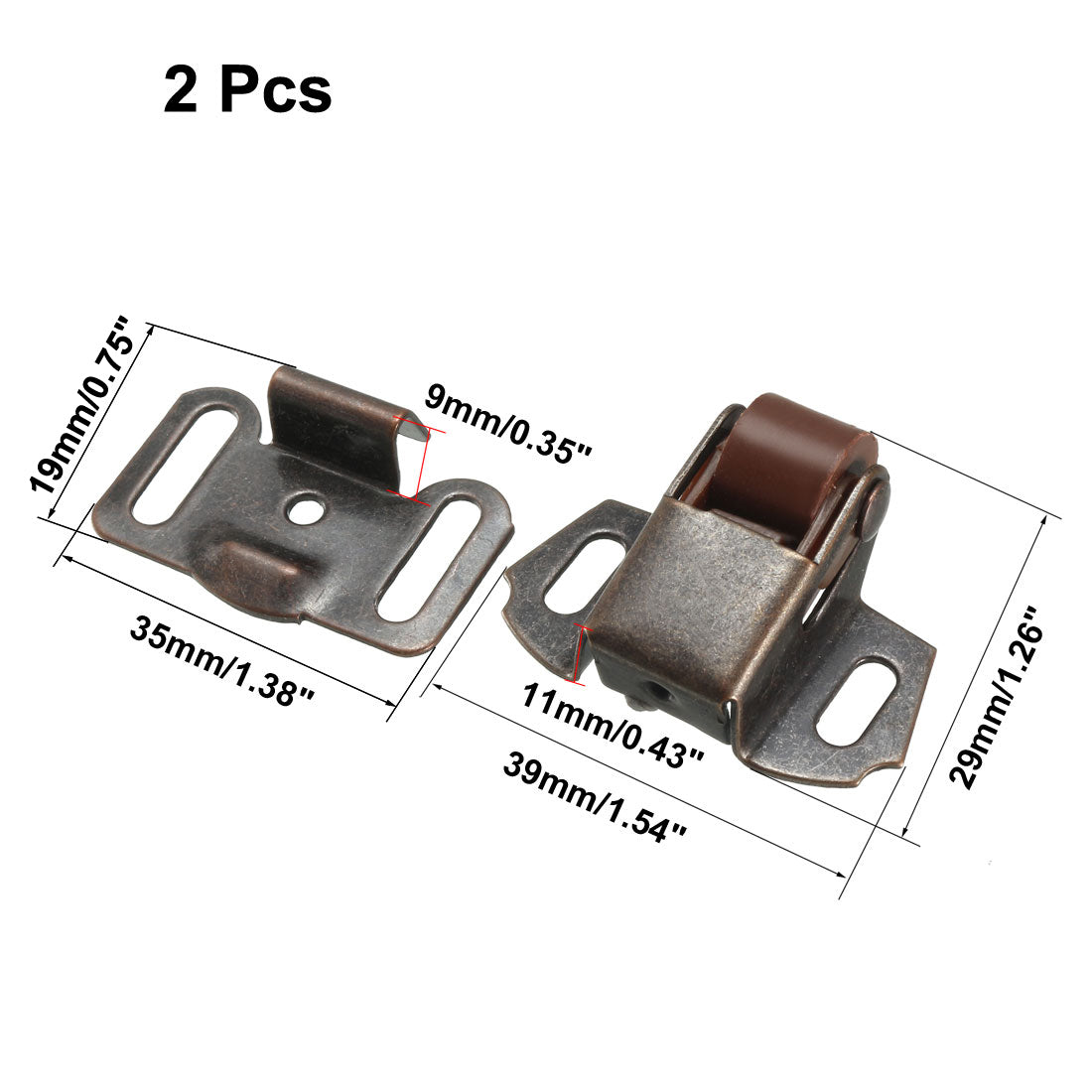 uxcell Uxcell Retro Cabinet Wardrobe Door Single Roller Catch Ball Latch Hardware Copper Tone 2pcs