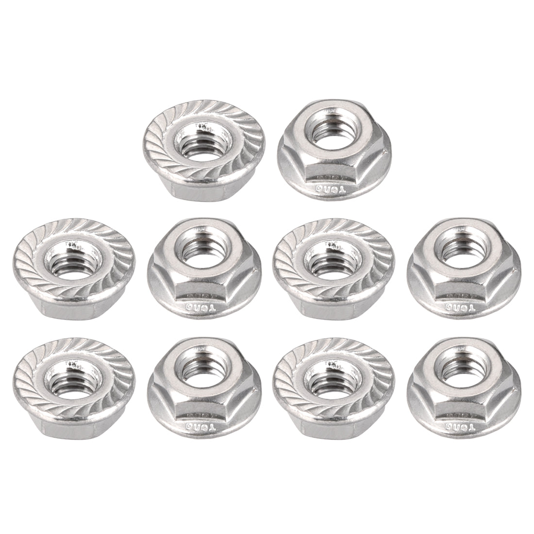 Uxcell Uxcell 1/4-20 Serrated Flange Hex Lock Nuts, 304 Stainless Steel, 10 Pcs