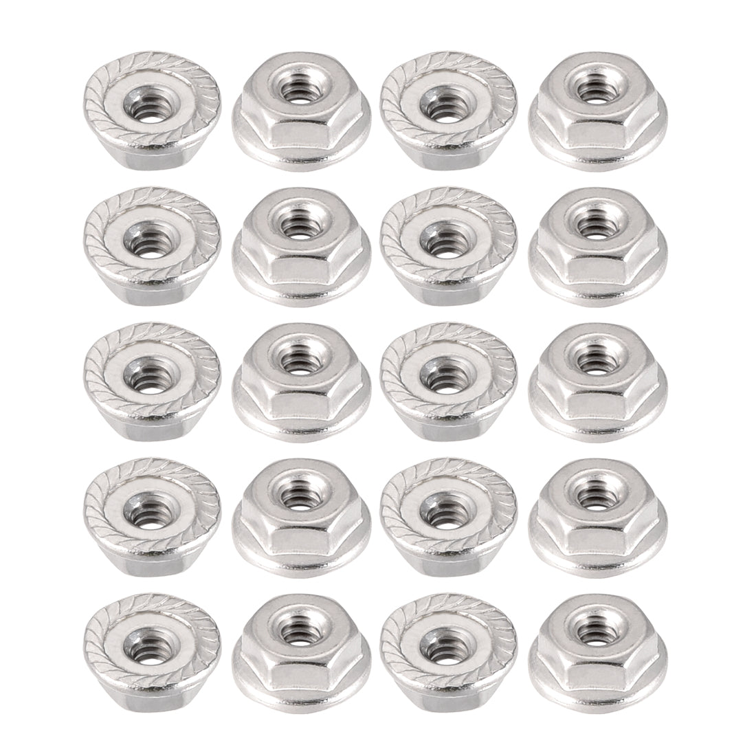 Uxcell Uxcell #6-32 Serrated Flange Hex Lock Nuts, 304 Stainless Steel, 20 Pcs