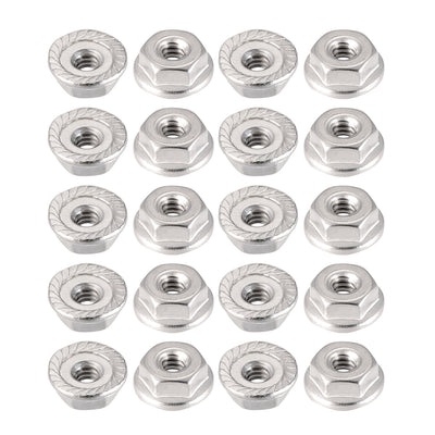 Harfington Uxcell #6-32 Serrated Flange Hex Lock Nuts, 304 Stainless Steel, 20 Pcs