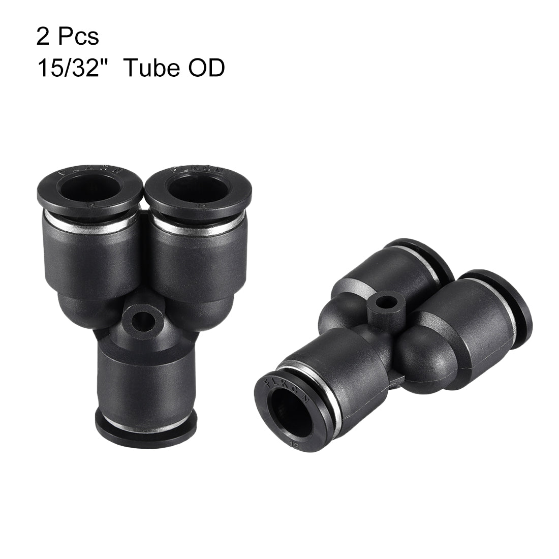 uxcell Uxcell 2pcs Push To Connect Fittings Y Type Tube Connect 12 mm or 15/32" od Push Fit Fittings Tube Fittings Push Lock Black(12mm Y tee)
