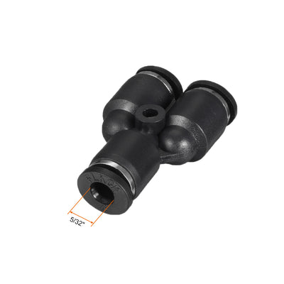 Harfington Uxcell 5pcs Push To Connect Fittings Y Type Tube Connect 4 mm or 5/32" od Push Fit Fittings Tube Fittings Push Lock Black(4mm Y tee)