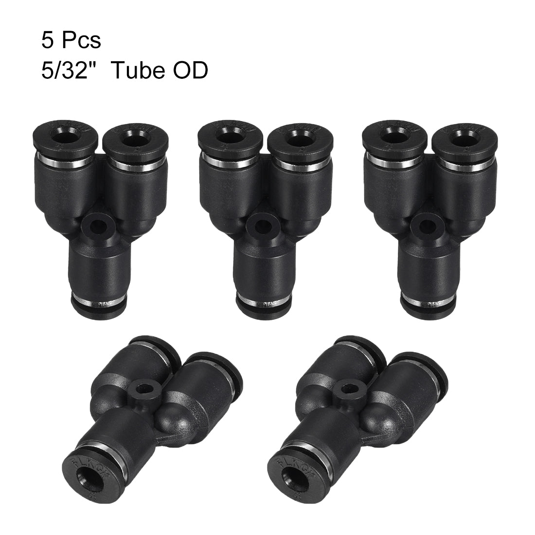 uxcell Uxcell 5pcs Push To Connect Fittings Y Type Tube Connect 4 mm or 5/32" od Push Fit Fittings Tube Fittings Push Lock Black(4mm Y tee)