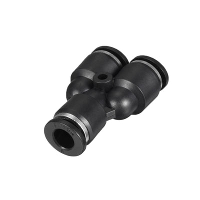 uxcell Uxcell 4pcs Push To Connect Fittings Y Type Tube Connect 6mm or 15/64" od Push Fit Fittings Tube Fittings Push Lock Black(6mm Y tee)