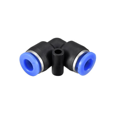 uxcell Uxcell Plastic Elbow Push to Connect Tube Fitting 6mm Tube OD Blue 2pcs