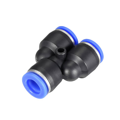 Uxcell Uxcell 5pcs Push To Connect Fittings Y Type Tube Connect 12 mm or 15/32" od Push Fit Fittings Tube Fittings Push Lock Blue(12mm Y tee)