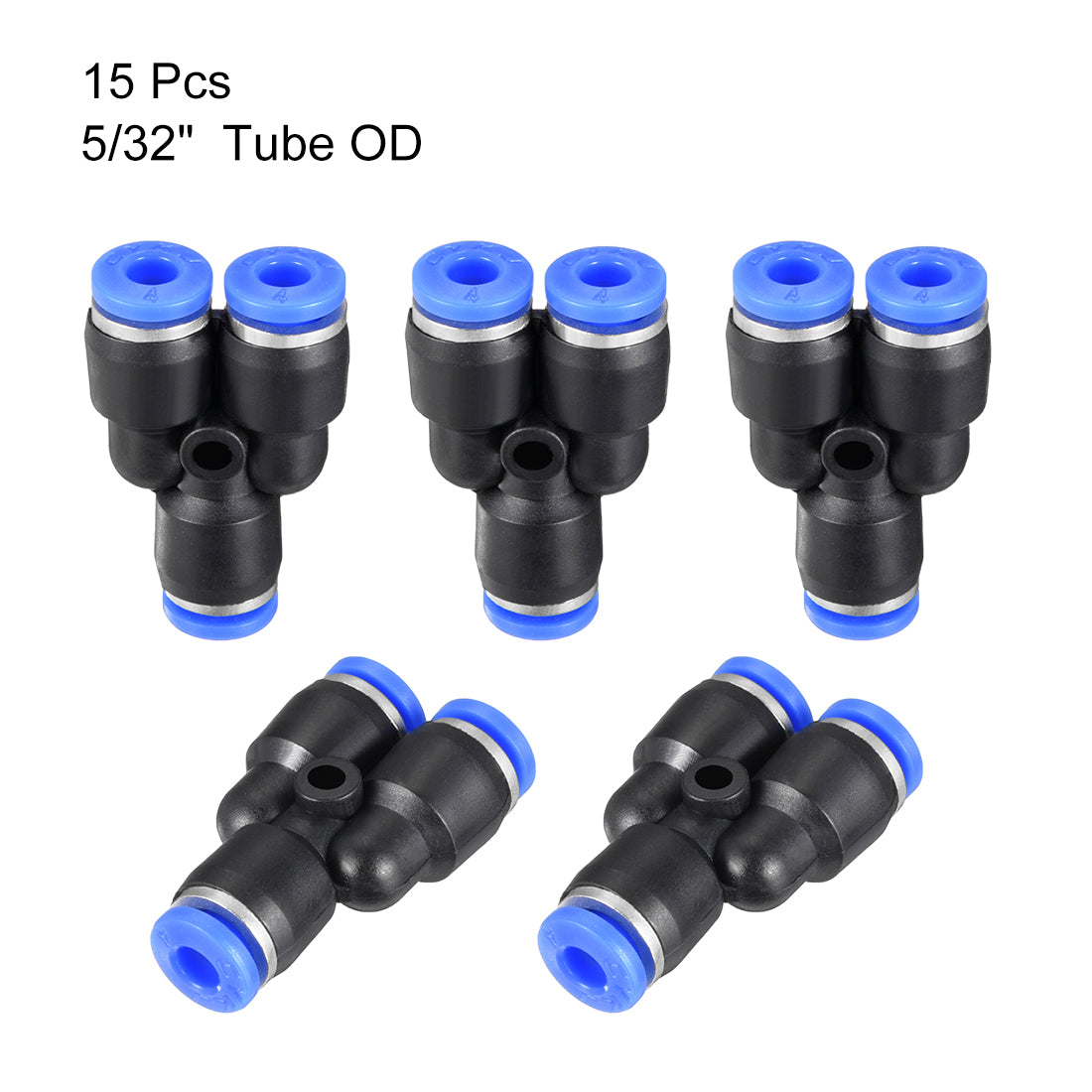 Uxcell Uxcell 5pcs Push To Connect Fittings Y Type Tube Connect 12 mm or 15/32" od Push Fit Fittings Tube Fittings Push Lock Blue(12mm Y tee)