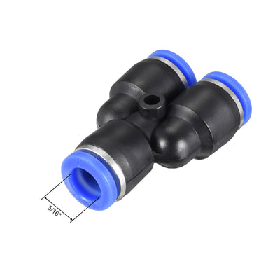 Harfington Uxcell 5pcs Push To Connect Fittings Y Type Tube Connect 12 mm or 15/32" od Push Fit Fittings Tube Fittings Push Lock Blue(12mm Y tee)
