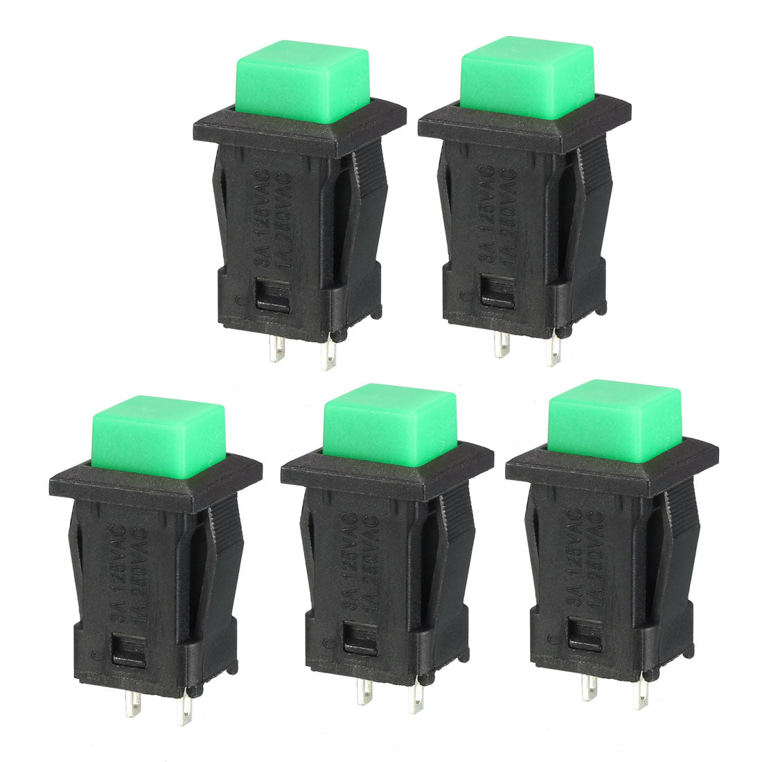 Uxcell 12mm Mounting Hole Green Square Latching Push Button Switch SPST ...