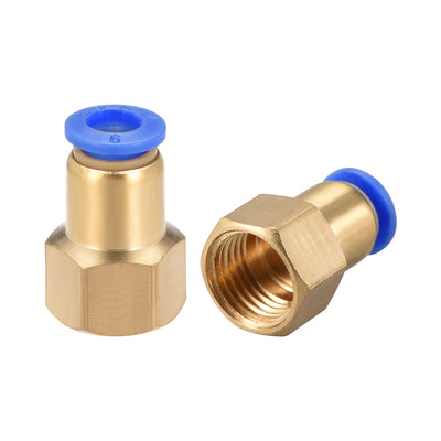 Harfington Uxcell Push to Connect Tube Fitting Adapter 6mm OD x G1/4" Female 2pcs
