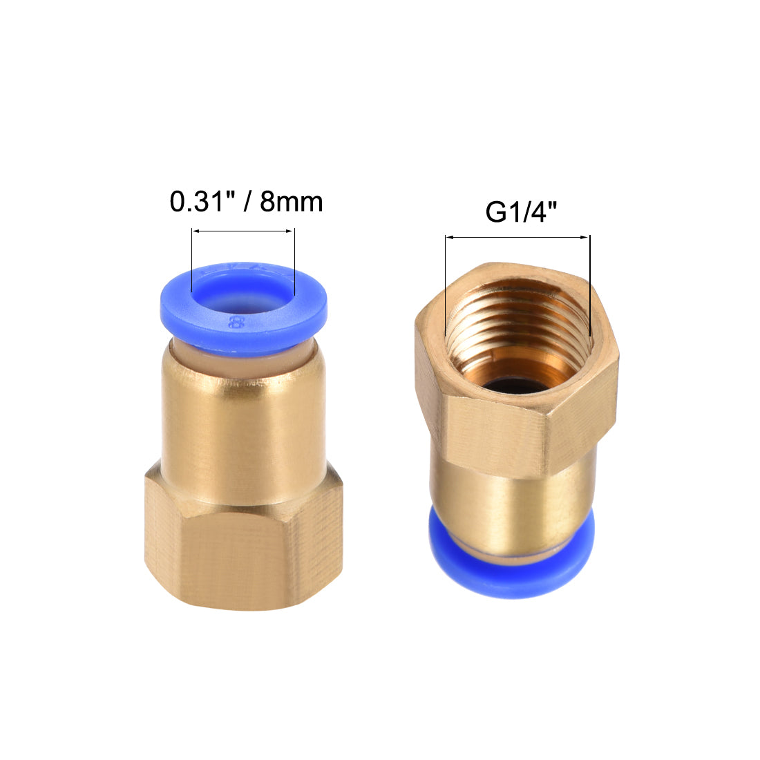 uxcell Uxcell Push to Connect Tube Fitting Adapter 8mm OD x G1/4" Female 4pcs