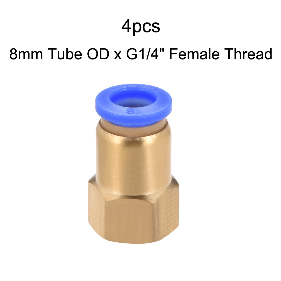 uxcell Uxcell Push to Connect Tube Fitting Adapter 8mm OD x G1/4" Female 4pcs