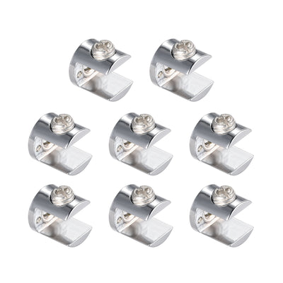 Harfington Uxcell Glass Shelf Support Zinc Alloy Clamp Clip Holder for 8mm-10mm Thick 8pcs