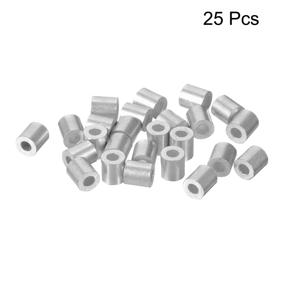 uxcell Uxcell 2.3mm Cable Wire Rope Aluminum Sleeves Clip Crimping Loop 25pcs