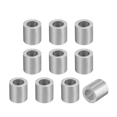 Harfington Uxcell 5.5mm Steel Wire Rope Aluminum Ferrules Sleeves Silver Tone 10 Pcs