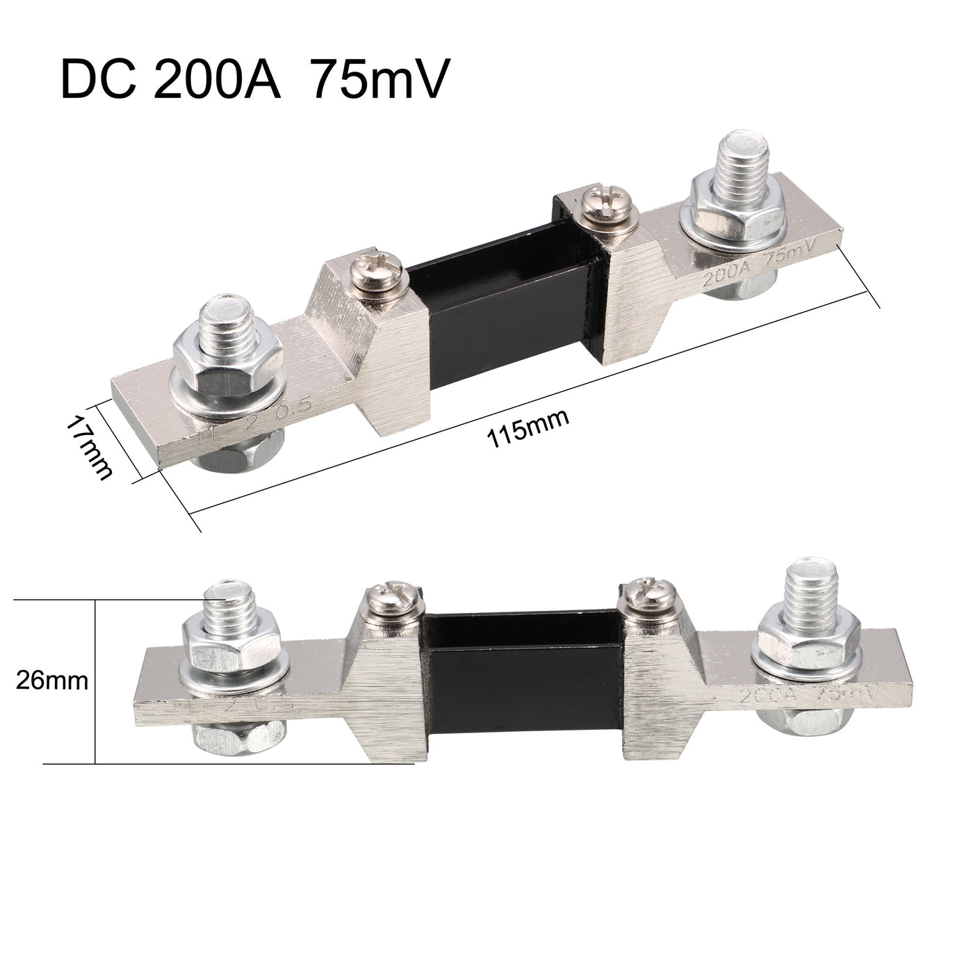 uxcell Uxcell Shunt Resistor 200A 75mV for DC Ammeter Panel Meter External FL-2 Shunt