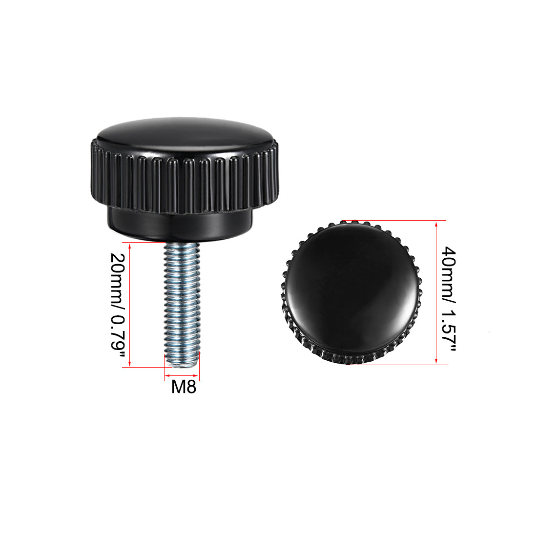 uxcell Uxcell M8 x 20mm Male Thread Knurled Clamping Knobs Grip Thumb Screw on Type  2 Pcs