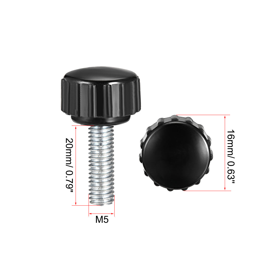 Uxcell Uxcell M5 x 25mm Male Thread Knurled Clamping Knobs Grip Thumb Screw on Type 2 Pcs